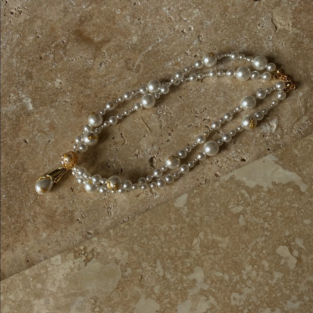 HANYING 18K Gold Plated Shell Pearl Choker